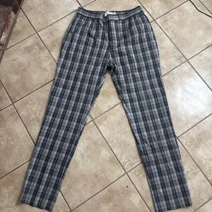 NWOT TOPMAN Men’s Grey & Black Plaid Slim Trousers 36x36